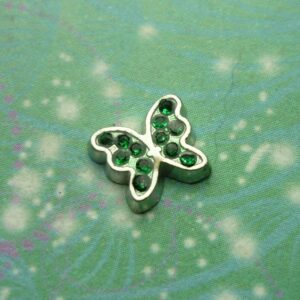 Coloured CZ Butterfly Necklace - Emerald Green - Charm for Memory Lockets