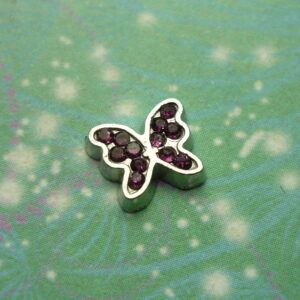 Coloured CZ Butterfly Necklace - Grape - Charm for Memory Lockets