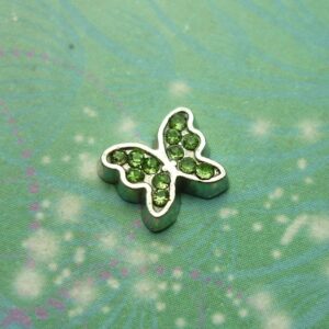 Coloured CZ Butterfly Necklace - Green - Charm for Memory Lockets