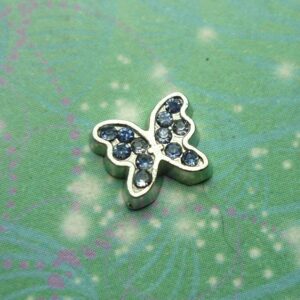 Coloured CZ Butterfly Necklace - Medium Blue - Charm for Memory Lockets