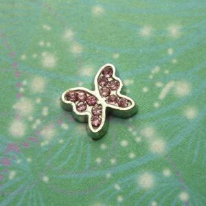 Coloured CZ Butterfly Necklace - Pink - Charm for Memory Lockets