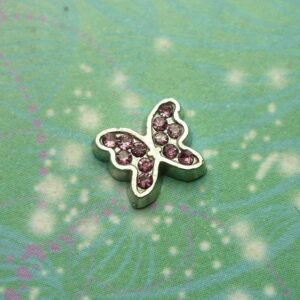 Coloured CZ Butterfly Necklace - Purple - Charm for Memory Lockets