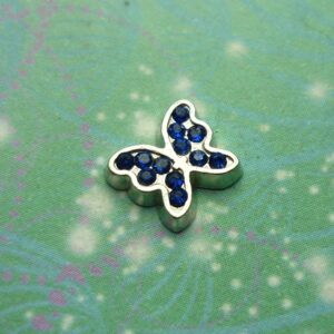 Coloured CZ Butterfly Necklace - Sapphire Blue - Charm for Memory Lockets