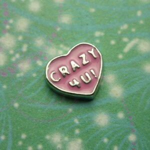 Crazy 4 You Heart Charm - Charm for Memory Lockets