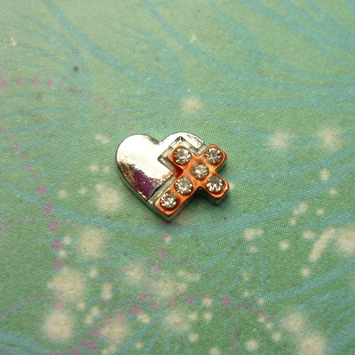 Cross and Heart - Charm - Charm for Memory Lockets