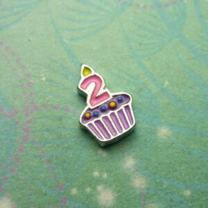 Cup Cake Two Year Old Birthday - 2 CupCake Charm - Charm for Memory Lockets