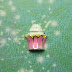 Cup Cake - Pink Wrapper - Charm for Memory Lockets