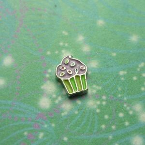 Cup Cake - Purple and Green - Charm for Memory Lockets