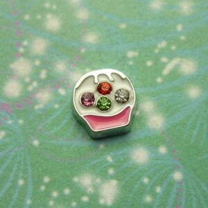 Cup Cake with Coloured Jewels - Charm for Memory Lockets