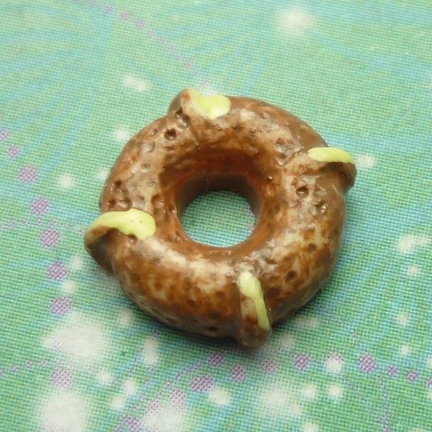 Donut - Chocolate & 4 Yllow Stripes - Charm for Memory Lockets