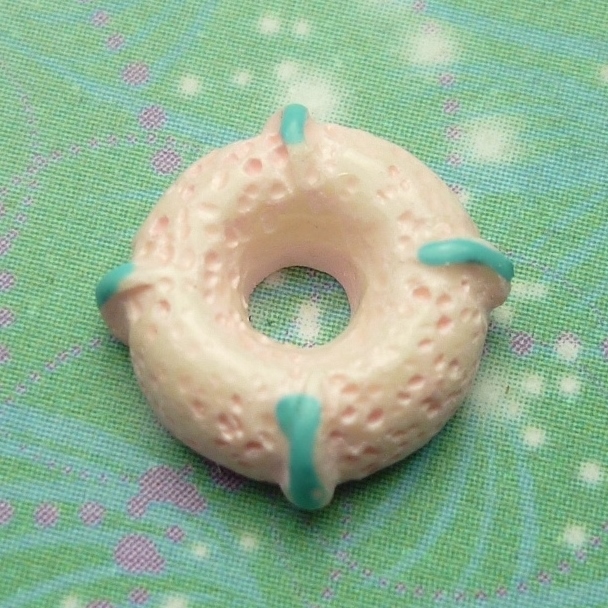 Donut - Pink & 4 Blue Sripes - Charm for Memory Lockets
