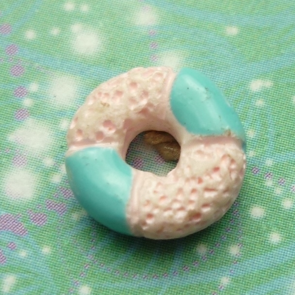 Donut - Pink with Blue Sides - Charm for Memory Lockets