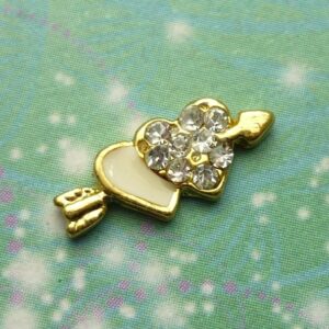 Double Hearts Arrow Gold - Charm for Memory Lockets