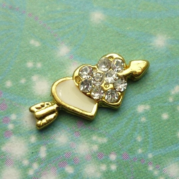 Double Hearts Arrow Gold - Charm for Memory Lockets