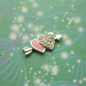 Double Hearts with Arrow Pink - Charm for Memory Lockets
