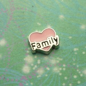 Family Heart Pink - Charm for Memory Lockets