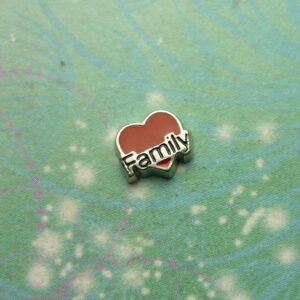Family Heart - Red - Charm for Memory Lockets