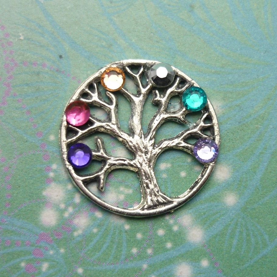 Family Tree Charm Silver - Choose your Birthstone Jewells