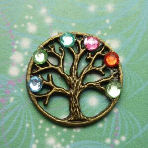 Family Tree Charm Bronze - Choose the jewels you would like set onto the charm