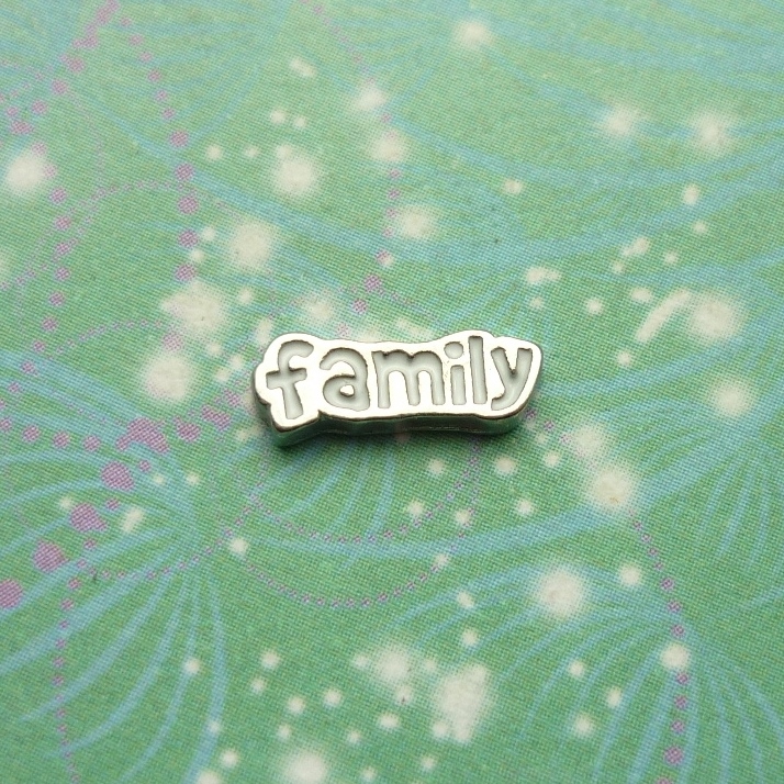 Family Word White - Charm for Memory Lockets