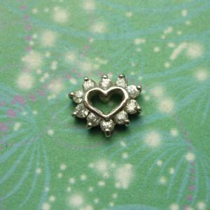 Fancy Jeweled Sterling Silver Heart - Charm for Memory Lockets