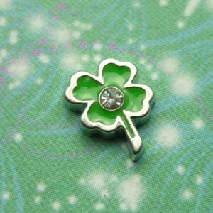 Four Leaf Clover with Jewel - Charm for Memory Lockets