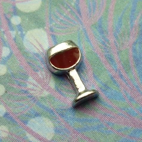 Glass of Red Wine - Silver - Charm for Memory Lockets