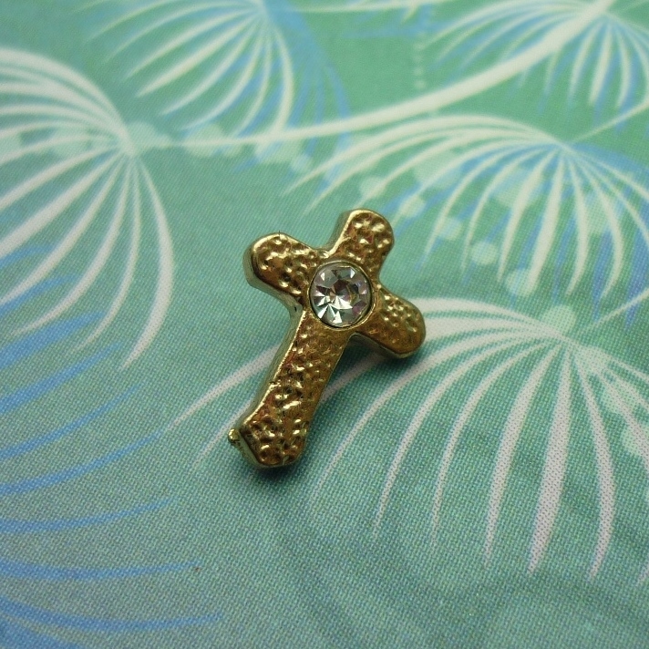 Gold Cross with Jewel - Charm for Memory Lockets