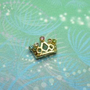 Gold Crown with Coloured Jewels - Charm for Memory Lockets