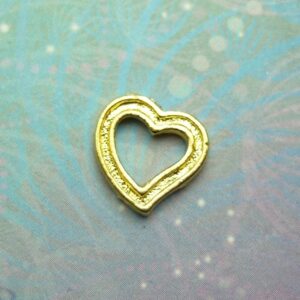 Gold Curved Frame Heart - Charm for Memory Lockets