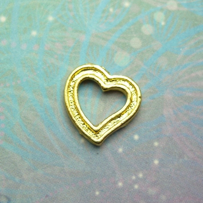 Gold Curved Frame Heart - Charm for Memory Lockets
