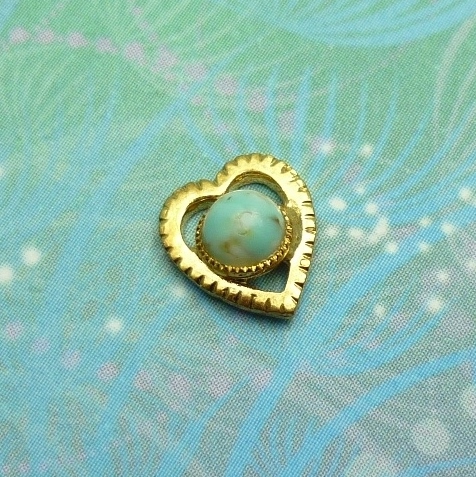 Gold Heart Blue Gemstone - Charm for Memory Lockets
