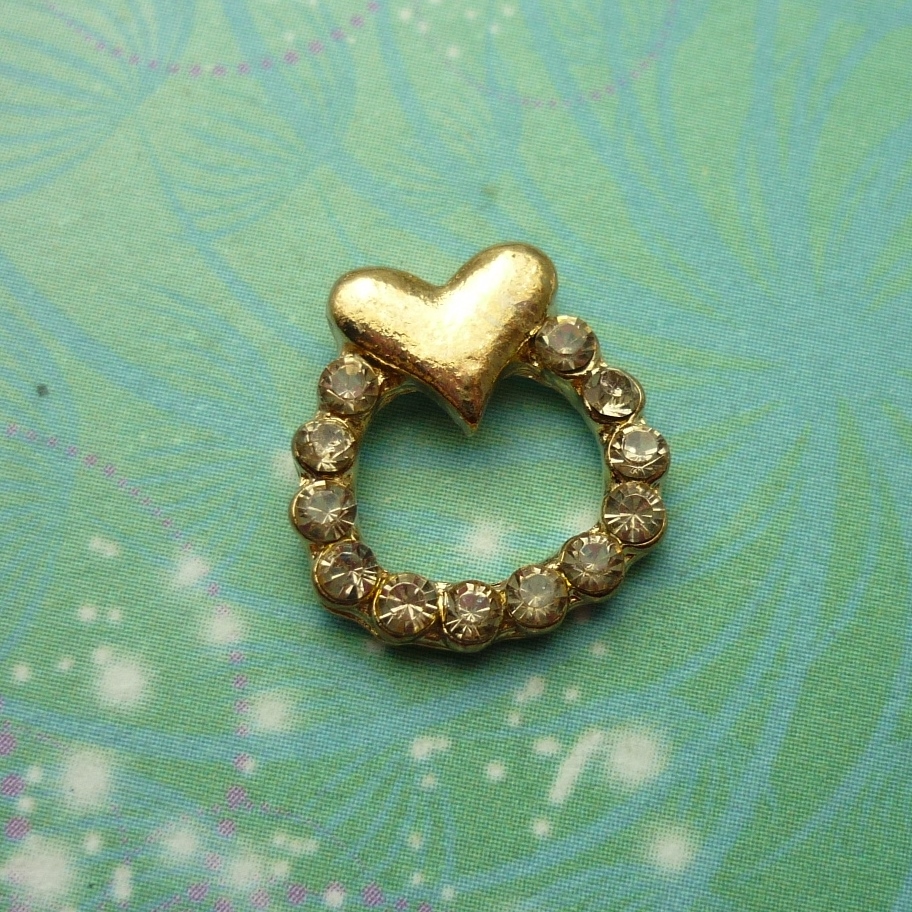 Gold Heart with Sparkles - Charm for Memory Lockets