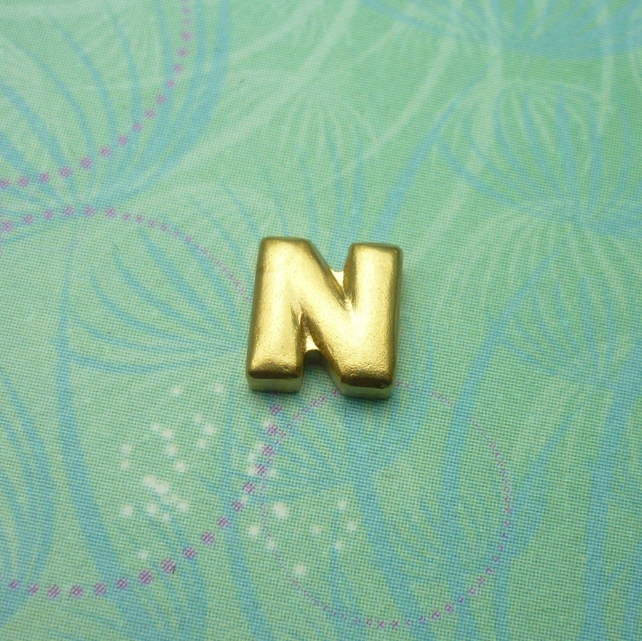 Gold Letter - N - Charm for Memory Lockets
