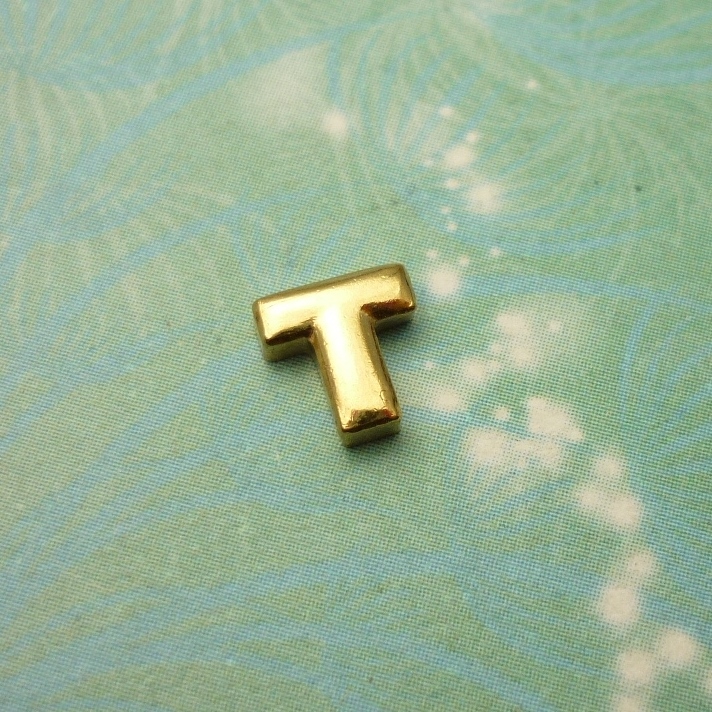 Gold Letter - T - Charm for Memory Lockets