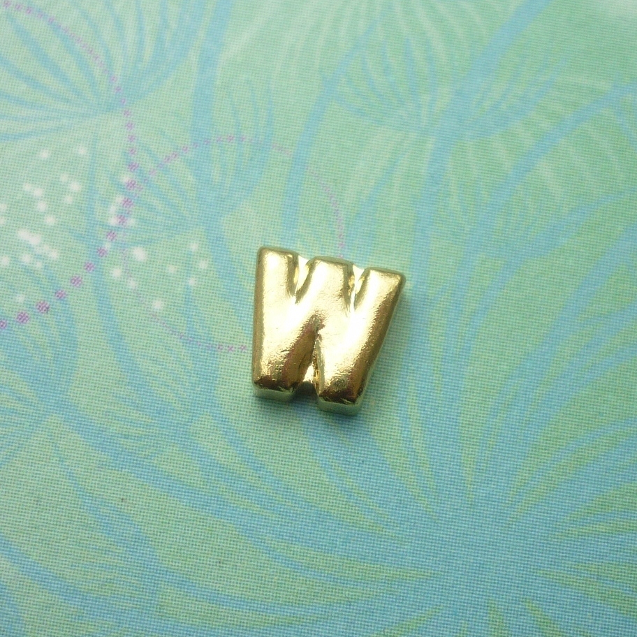 Gold Letter - W - Charm for Memory Lockets