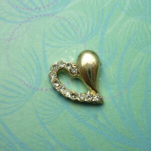 Gold and Crystal Heart - Charm for Memory Lockets
