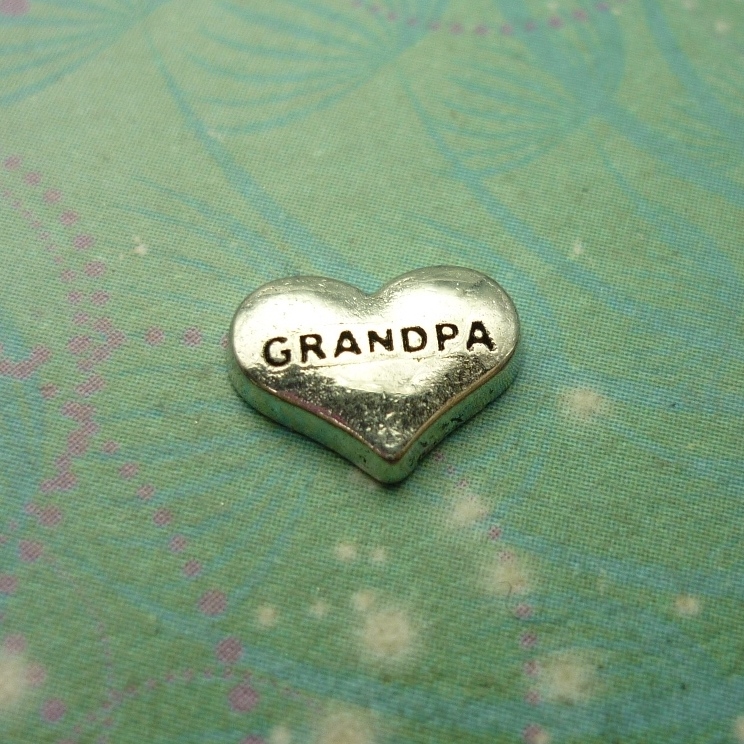 Grandpa Silver Heart - Charm for Memory Lockets