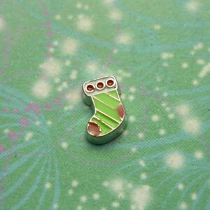 Green Christmas Stocking - Charm for Memory Lockets