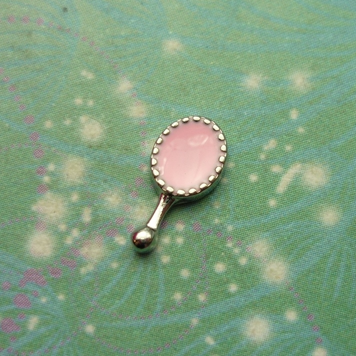 Hand Mirror Pink Charm - Charm for Memory Lockets