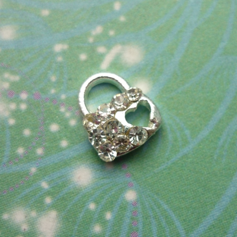 Handbag Sparkling Silver & Heart - Charm for Memory Lockets
