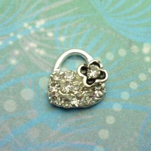 Handbag Sparkling with Flower Charm - Charm for Memory Lockets