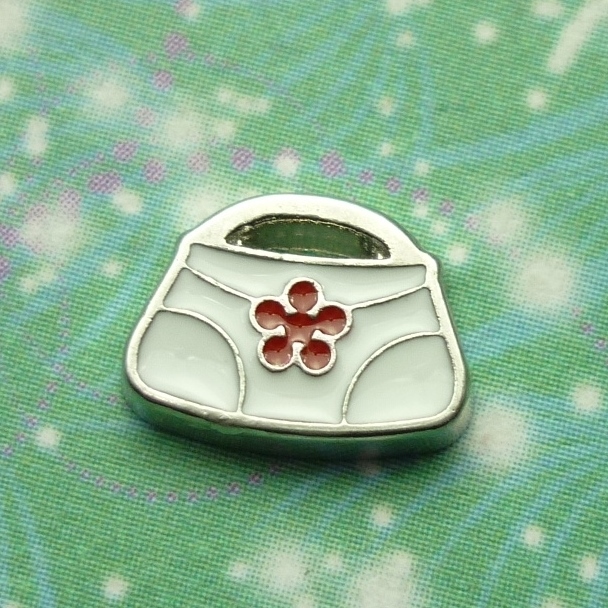 Handbag White with Flower - Charm for Memory Lockets