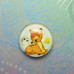 Handmade Glass Cabochon 12mm - Bambi & Thumper - Charm for Memory Lockets
