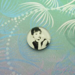 Handmade Glass Cabochon 12mm - Breakfast at Tiffanys - Charm for Memory Lockets