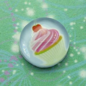 Handmade Glass Cabochon 12mm - Cupcake - Charm for Memory Lockets