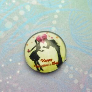 Handmade Glass Cabochon 12mm - Happy Valentines Day - Charm for Memory Lockets