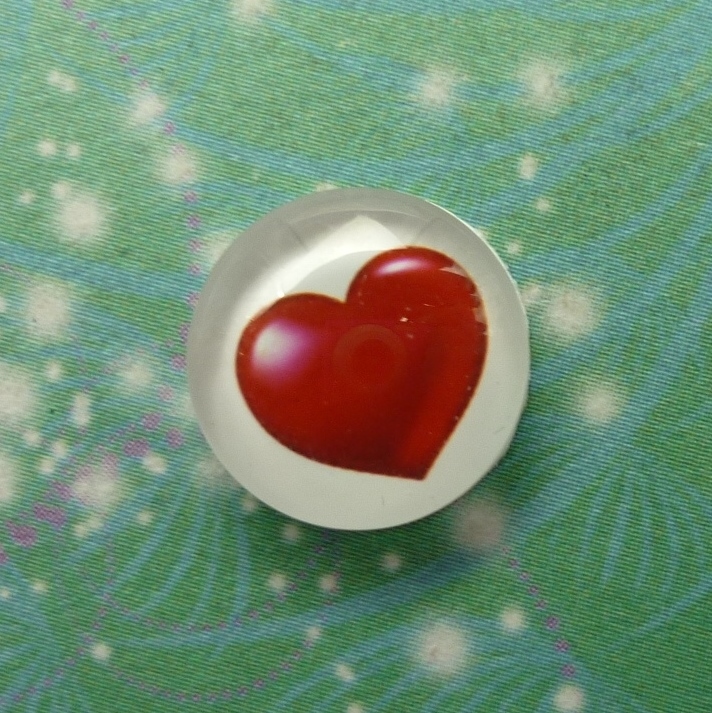 Handmade Glass Cabochon 12mm - Heart - Charm for Memory Lockets