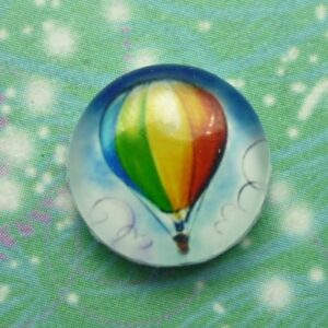 Handmade Glass Cabochon 12mm - Hot Air Balloon - Charm for Memory Lockets