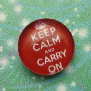 Handmade Glass Cabochon 12mm - Keep Calm - Charm for Memory Lockets
